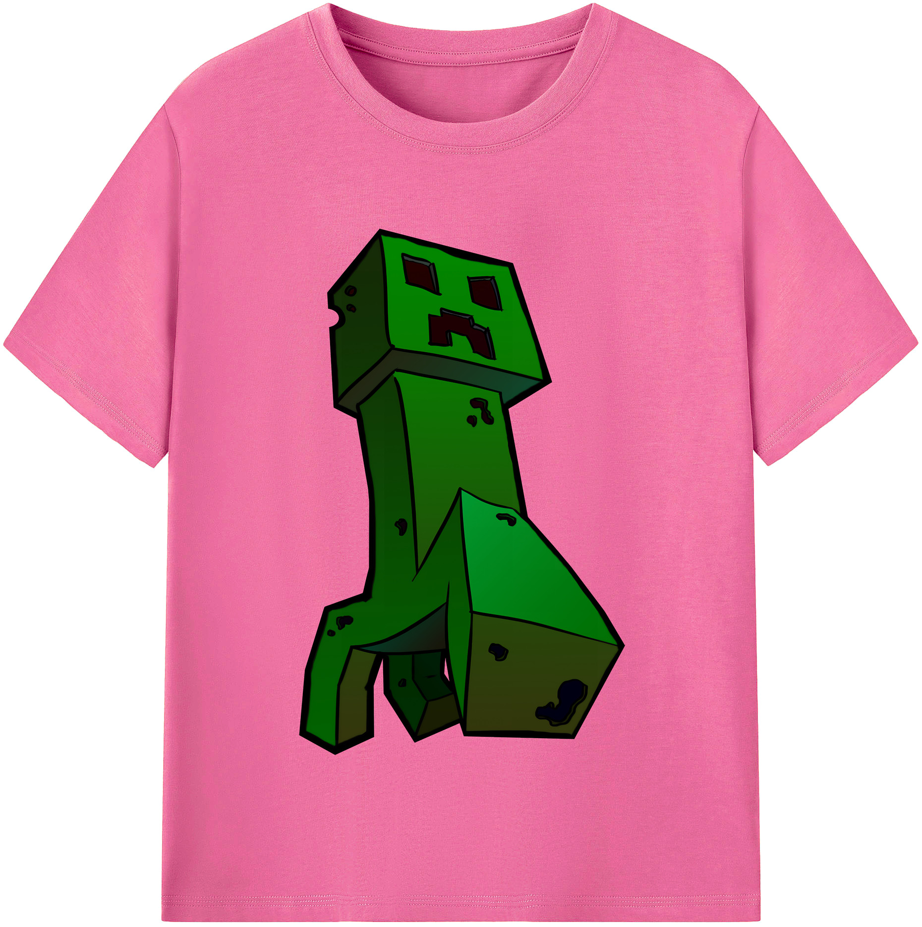 （画像用） マインクラフト ブロックの世界 Minecraft MC Block world レディースカジュアルプリントTシャツ（綿100％）